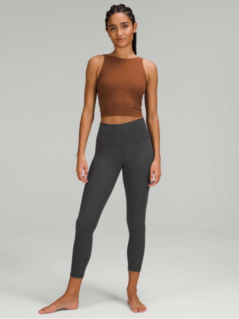 (6) Lululemon Align Ribbed High-Rise Pant 25" Graphite Grey Small Yoga Rib Nulu
